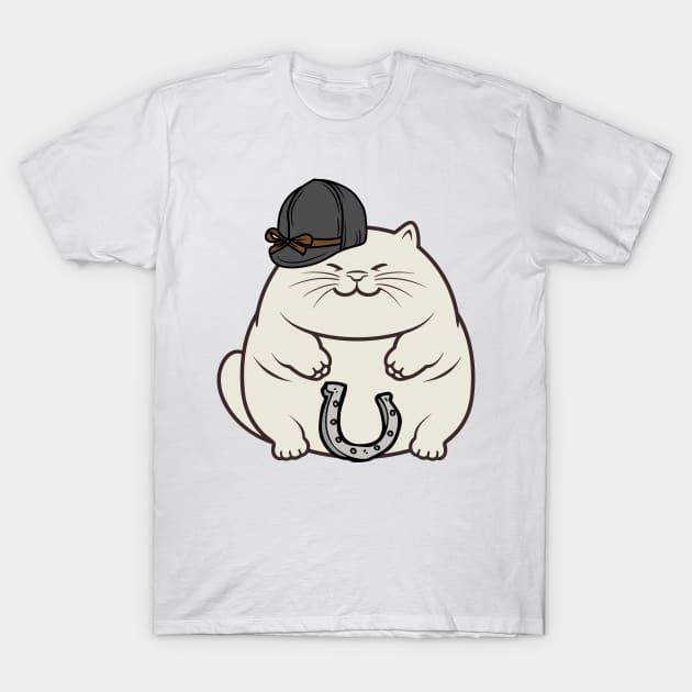 Funny fat cat is ready to ride a horse T-Shirt by Pet Station